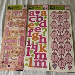 Heartfelt Pink Wall Stickers Set Bridal Love Sentiments Letters